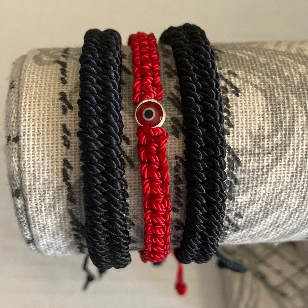 EVIL EYE Hand Woven Bracelet Set of Three
